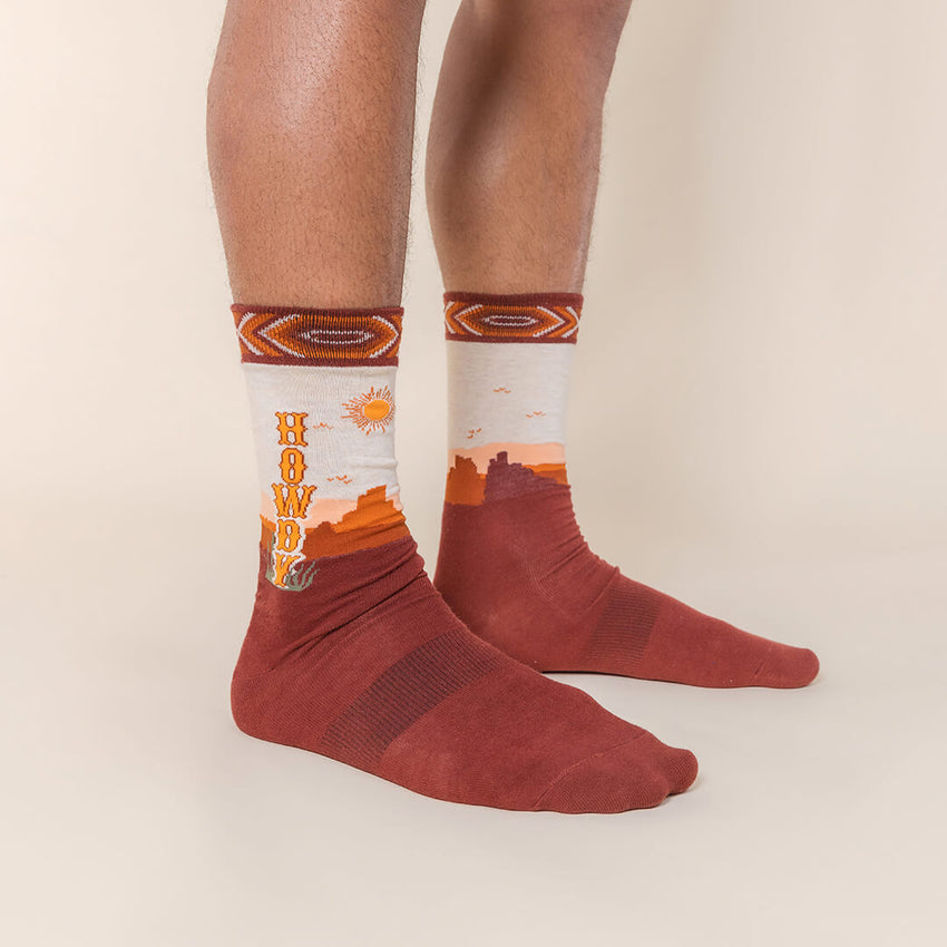 K. Bell Socks K.Bell Men's Howdy Crew Socks Brick