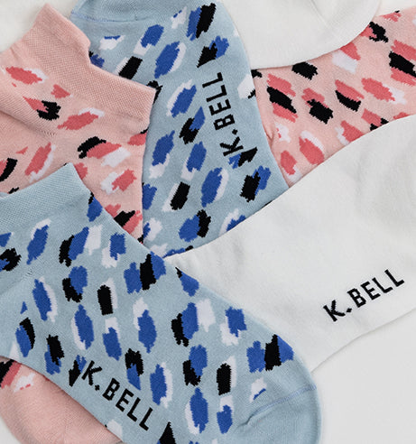 K. Bell Socks K.Bell Women's Abstract Animal Low Cut Sock 3 Pack Pink Multi-Colored