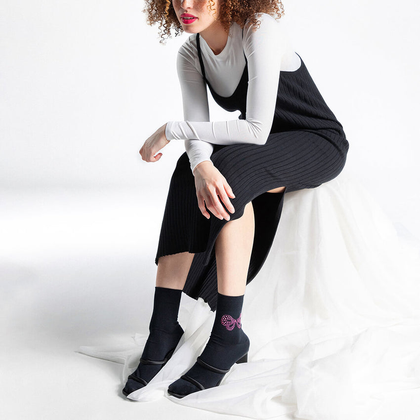 K. Bell Socks K.Bell Women's Boho Bow Anklet Sock Black