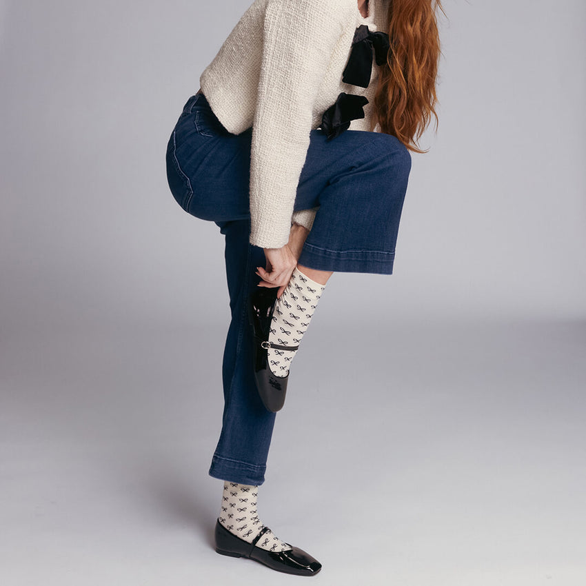 K. Bell Socks K.Bell Women's Bows Microfiber Anklet Ivory