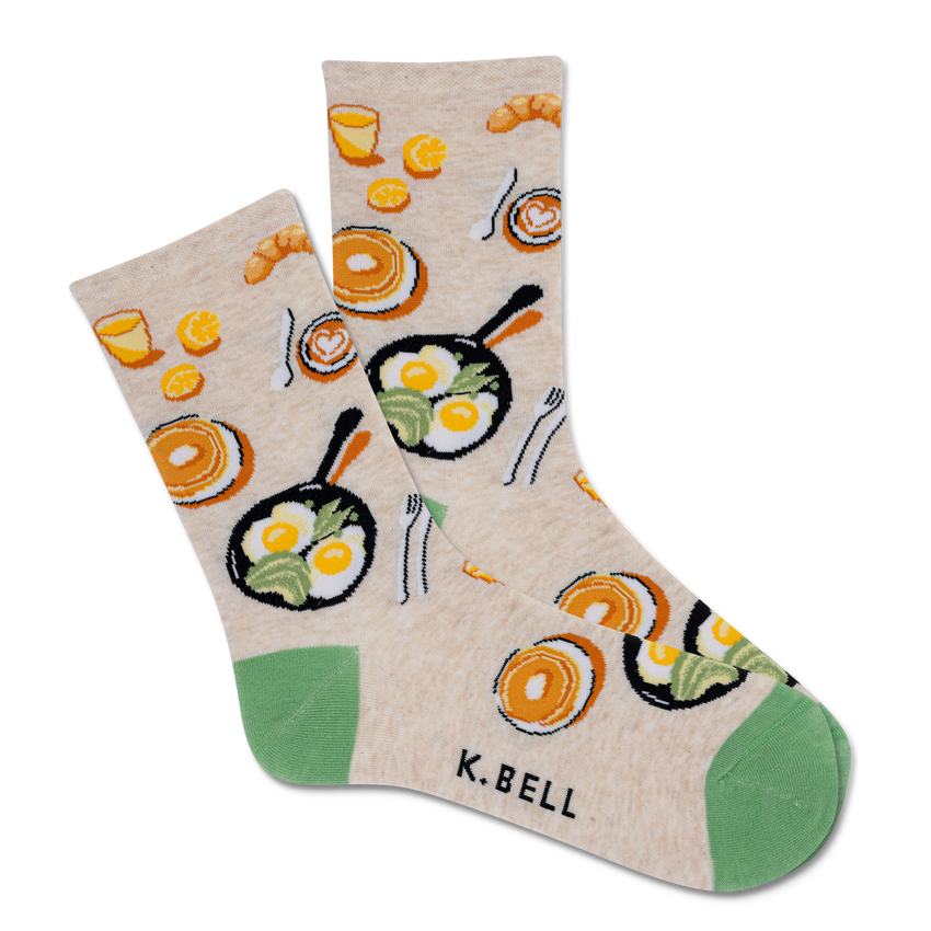 k. bell socks K.Bell Women's Breakfast in Bed Crew Socks Oatmeal Heather