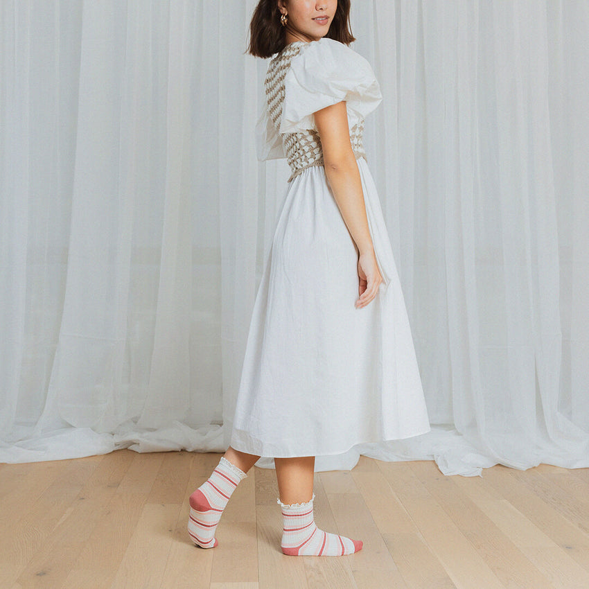 K. Bell Socks K.Bell Women's Crochet Lace Ribbed Ankle Sock Pink