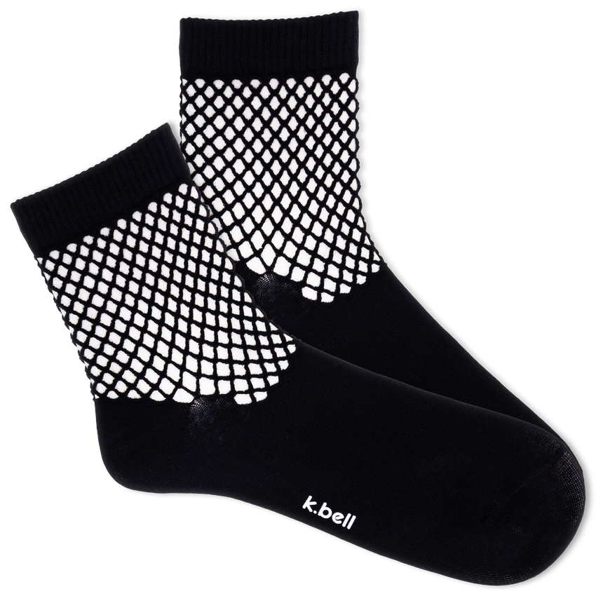 k. bell socks K.Bell Women's Crochet Net Anklet Sock Black