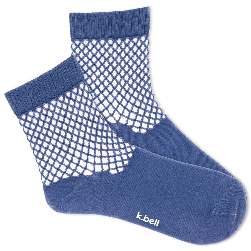 k. bell socks K.Bell Women's Crochet Net Anklet Sock Dusty Blue
