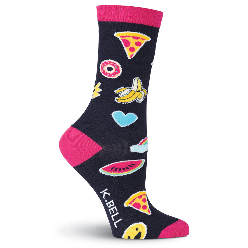 k. bell socks K.Bell Women's Fashion Patches Crew Socks Black