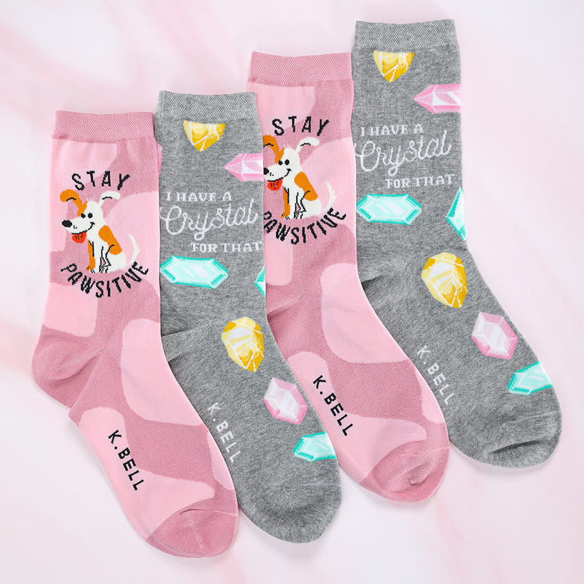 K. Bell Socks K.Bell Women's I Have A Crystal For That Crew Socks Grey