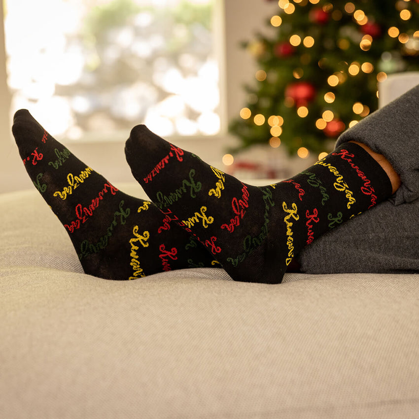K. Bell Socks K.Bell Women's Kwanzaa Crew Socks Black