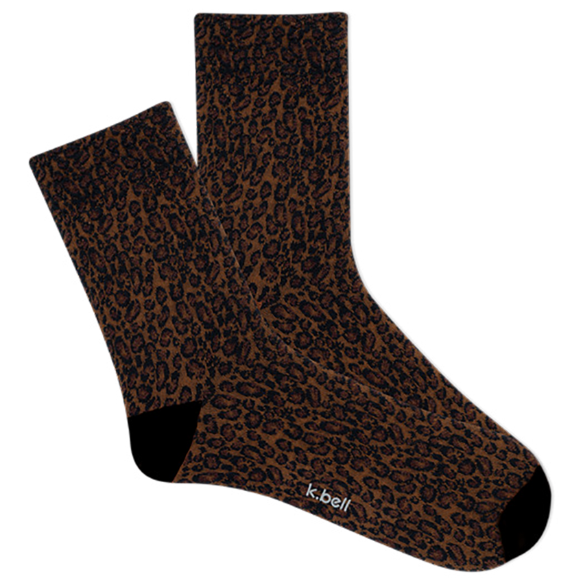 k. bell socks K.Bell Women's Leopard Microfiber Anklet Bright Orange