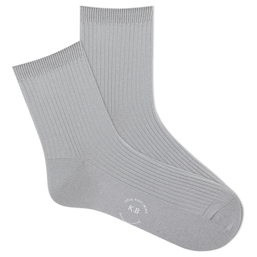 k. bell socks K.Bell Women's Metallic Ribbed Short Crew Socks Silver