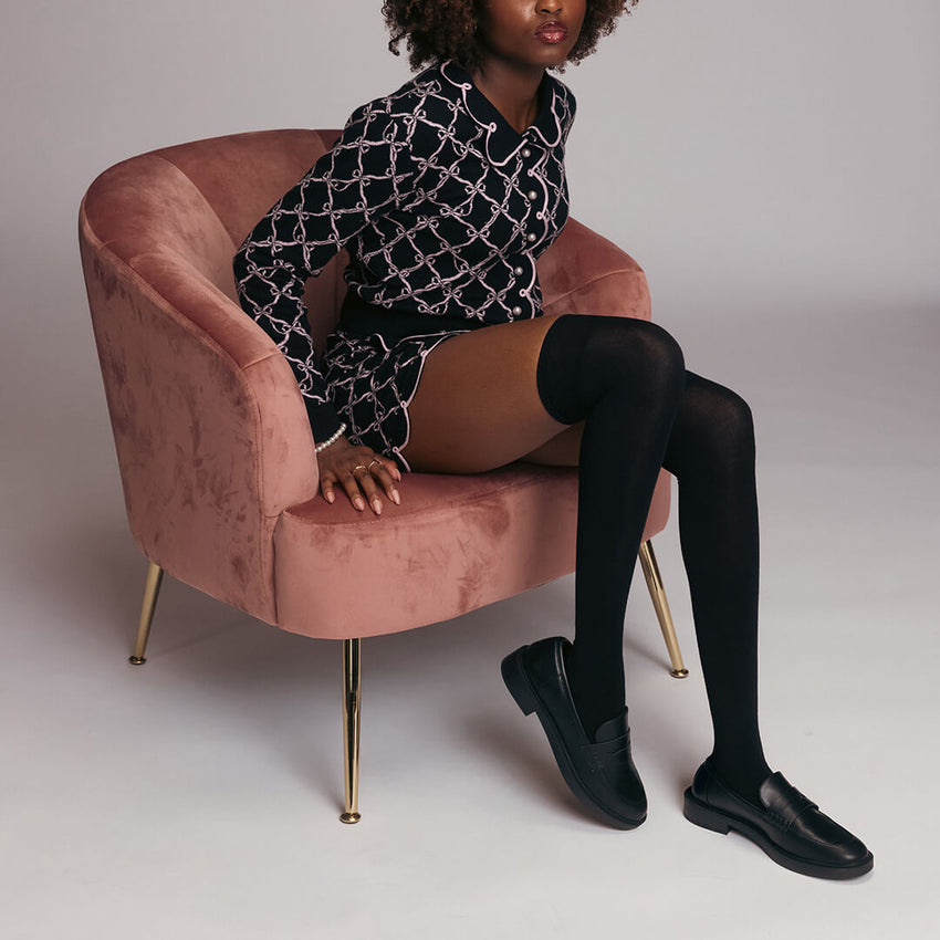 K. Bell Socks K.Bell Women's Modal Over The Knee With Comfort Top Black