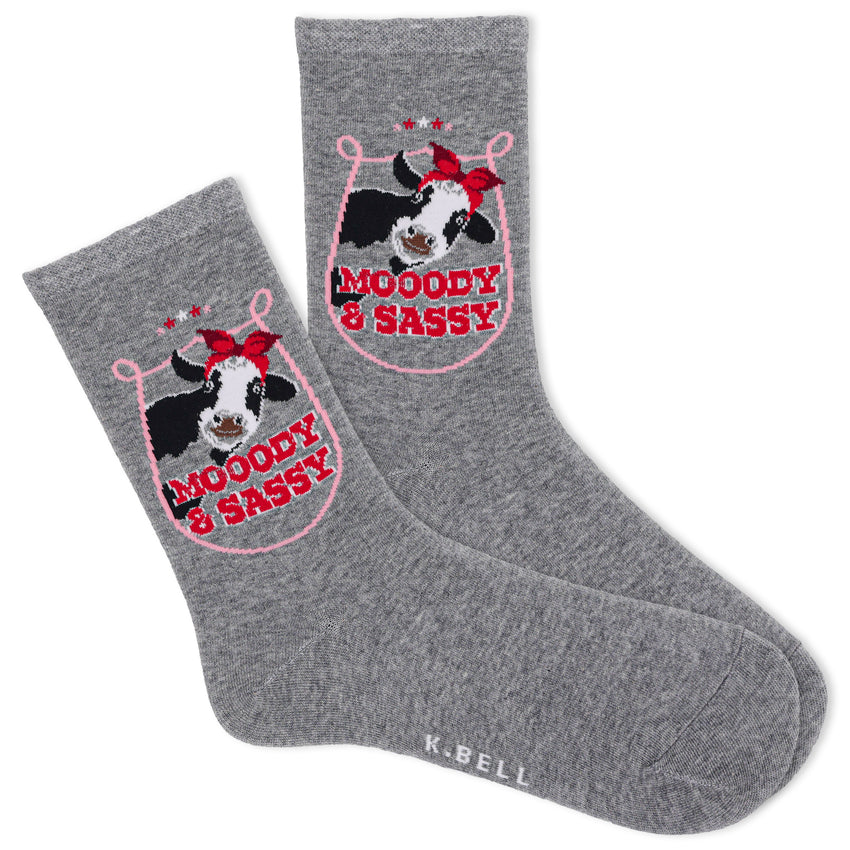k. bell socks K.Bell Women's Mooody & Sassy Crew Socks Medium Grey
