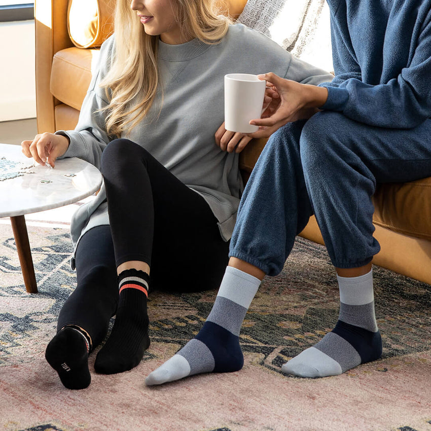 K. Bell Socks K.Bell Women's Retro Varsity Lettuce Edge Crew Socks BLACK