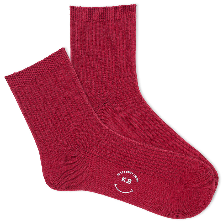 k. bell socks K.Bell Women's Ribbed Ankle Sock Cranberry