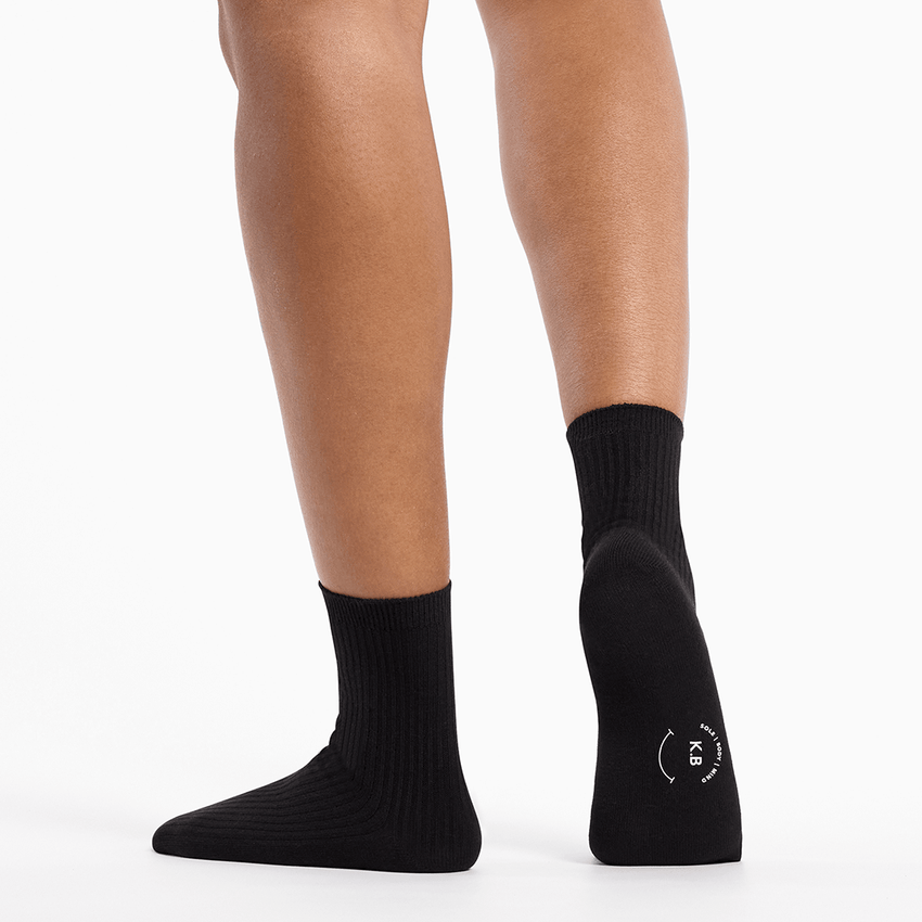 K. Bell Socks K.Bell Women's Ribbed Short Crew Socks Black