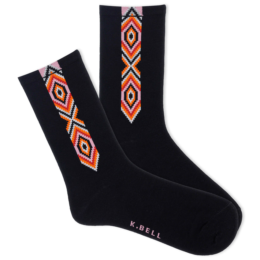 k. bell socks K.Bell Women's Santa Rosa Weave Crew Socks Black