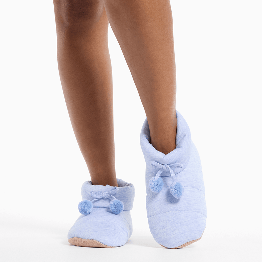 K. Bell Socks K.Bell Women's Soft & Dreamy™ Puffy Jersey Bootie Slipper Blue
