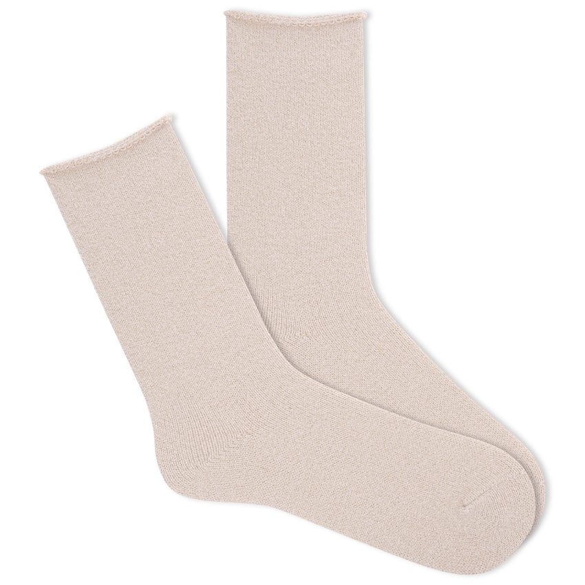 k. bell socks K.Bell Women's Supersoft Sparkle Roll Top Crew Socks Ivory