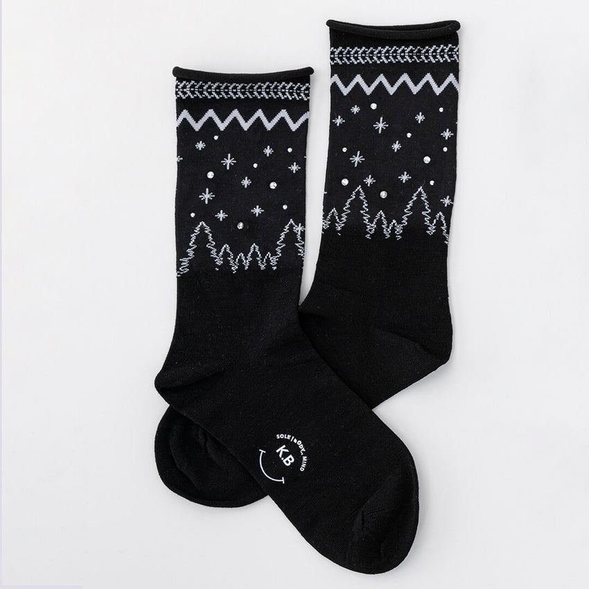 K. Bell Socks K.Bell Women's Winter Night Crew Socks Black