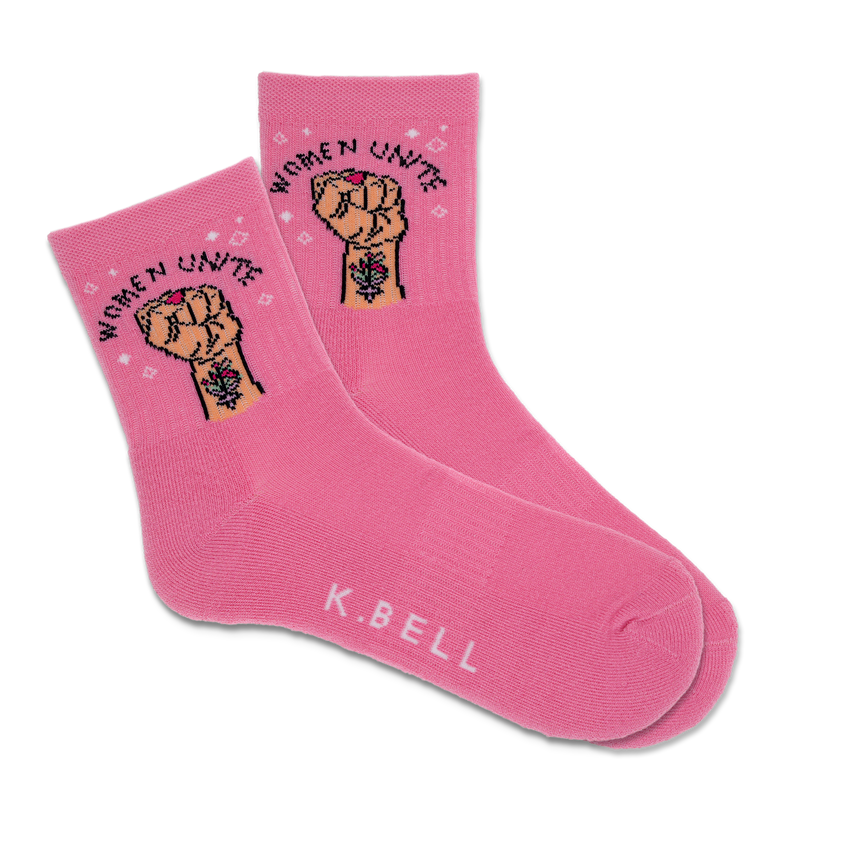 k. bell socks K.Bell Women's Women Unite Active Crew Socks Rose