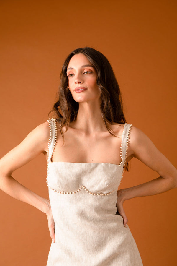 Kaanas Ambar Flax Mini Dress Flax