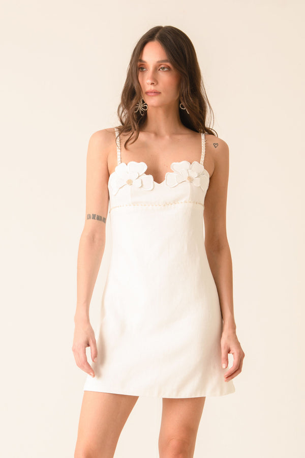 kaanas Bloom Ivory Mini Dress Ivory