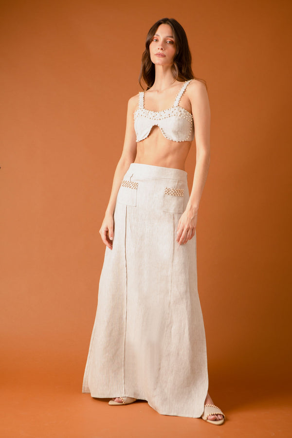 Kaanas Cosmo Flax Crop Top Flax