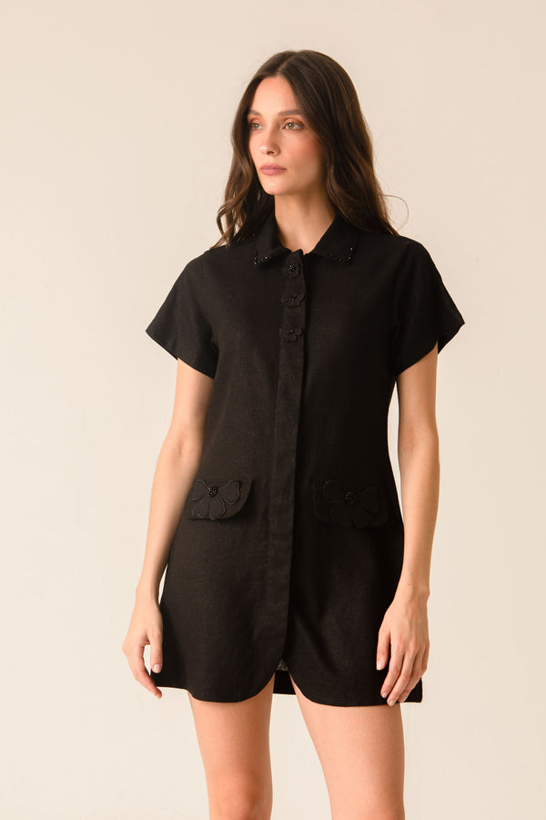 kaanas Florencia Black Mini Dress Black