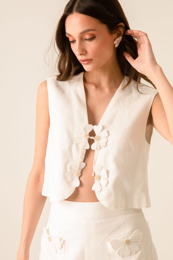 kaanas Izabel Ivory Vest Ivory