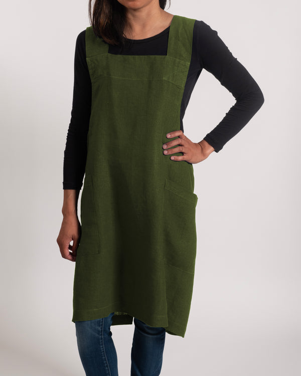 kaf home KAF Home Firenze 100% Stone Washed Linen Cross Back Smock Apron