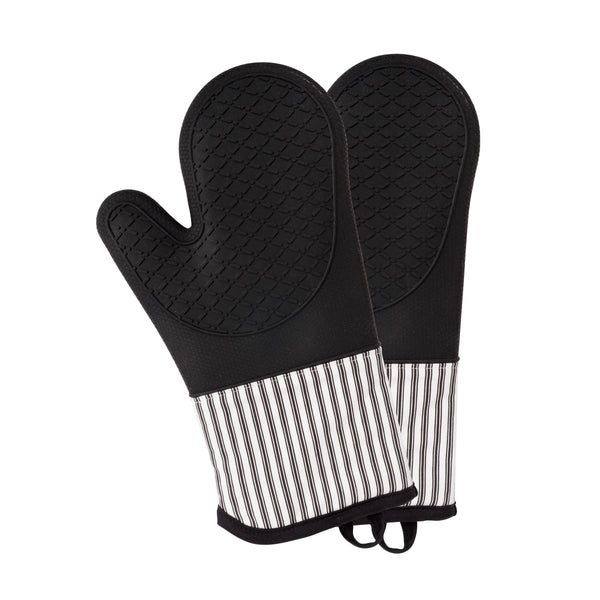 Kaf Home Metro Stripe Silicone Oven Mitt- Set Of Two