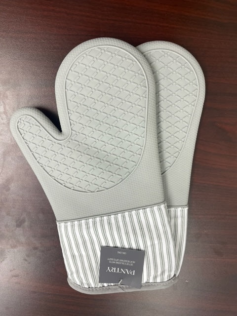 Kaf Home Metro Stripe Silicone Oven Mitt- Set Of Two