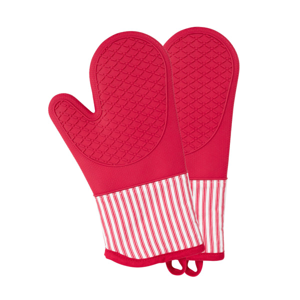 kaf home Metro Stripe Silicone Oven Mitt- Set of Two