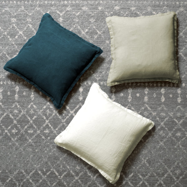 Kaf Home Washed Linen With Flange Decorative Pillow