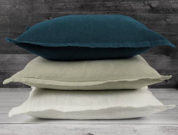 kaf home Washed Linen with Flange Decorative Pillow