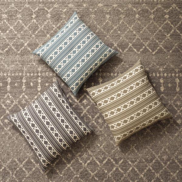 Kaf Home Yarn Dyed Jacquard Decorative Feather Filled Pillow