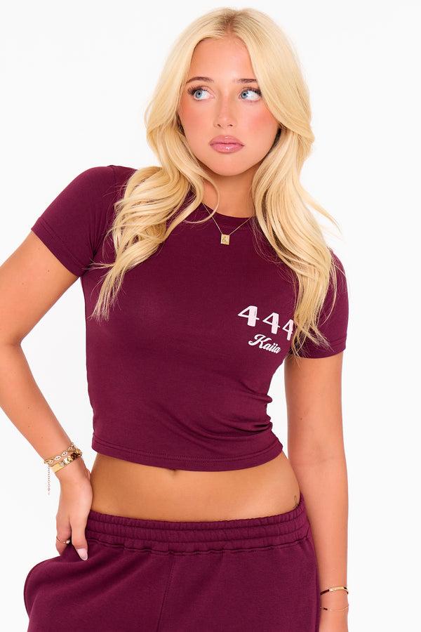Kaiia 444 Baby Tee Burgundy & Pink