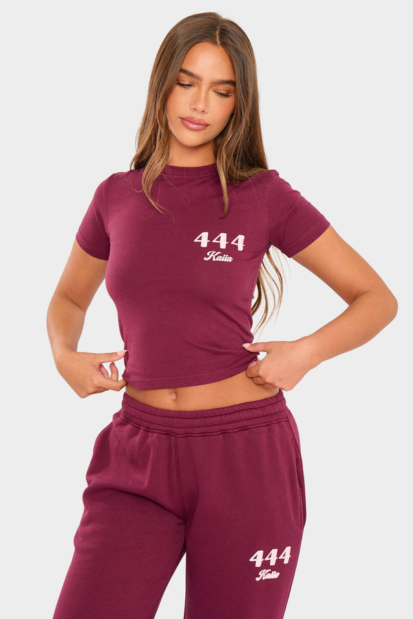 Kaiia 444 Baby Tee Burgundy & Pink