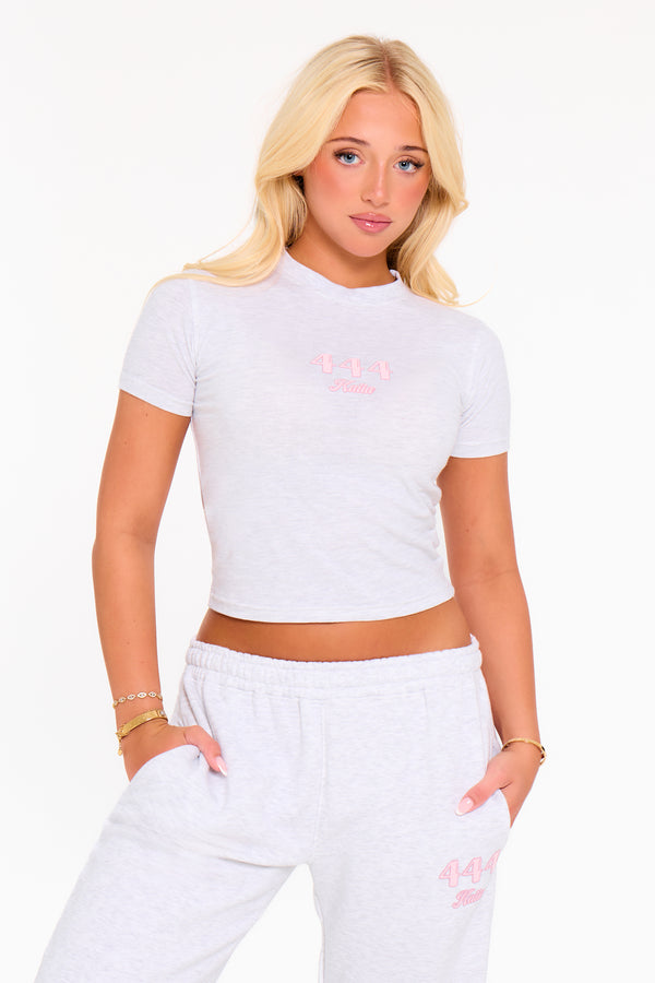 Kaiia 444 Baby Tee Light Grey Marl & Pink