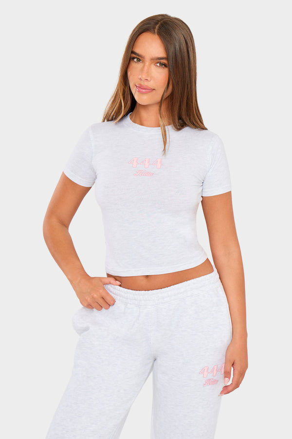 Kaiia 444 Baby Tee Light Grey Marl & Pink