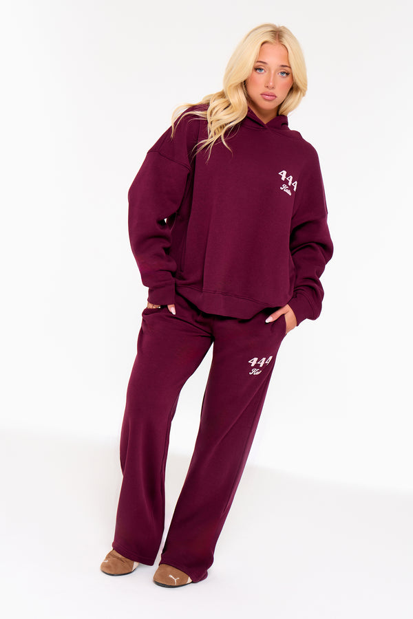Kaiia 444 Wide Leg Joggers Burgundy & Pink