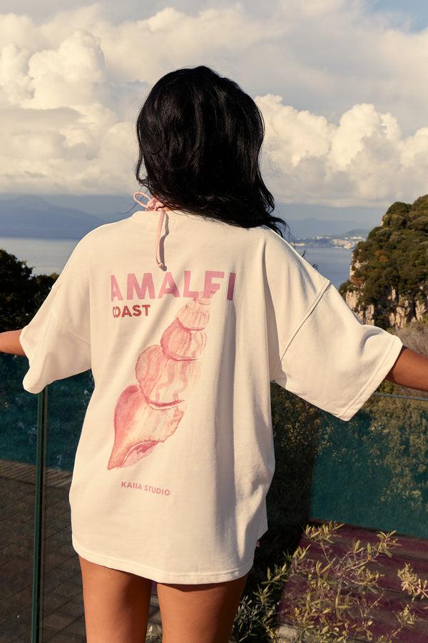 Kaiia Amalfi Back Graphic Oversized T-Shirt White