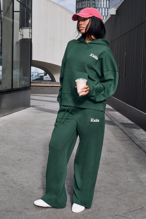 Kaiia Athletic Sport Oversized Hoodie Emerald Green