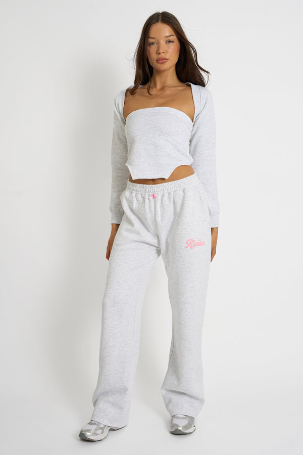 Kaiia Bandeau Crop Top & Bolero Light Grey Marl