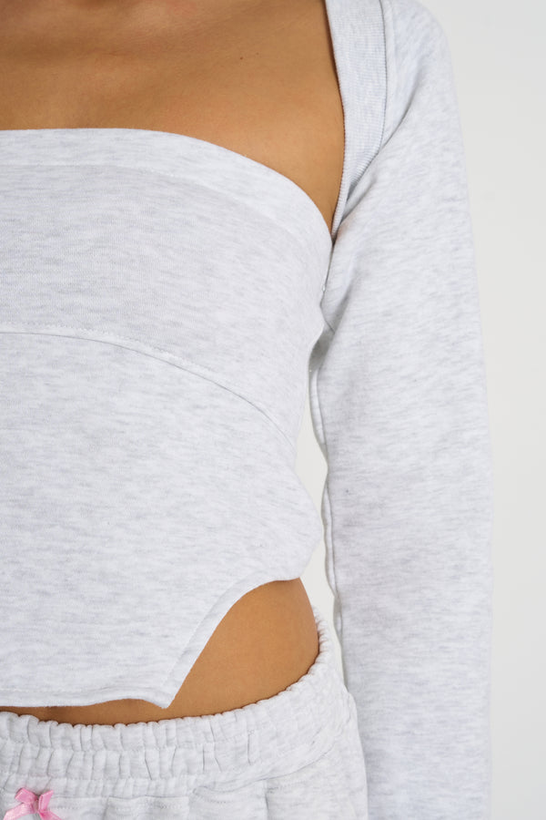 Kaiia Bandeau Crop Top & Bolero Light Grey Marl