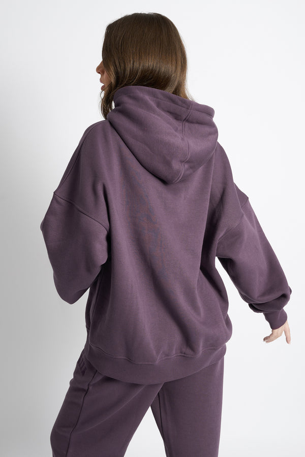 Kaiia Borg Slogan Oversized Hoodie Deep Purple