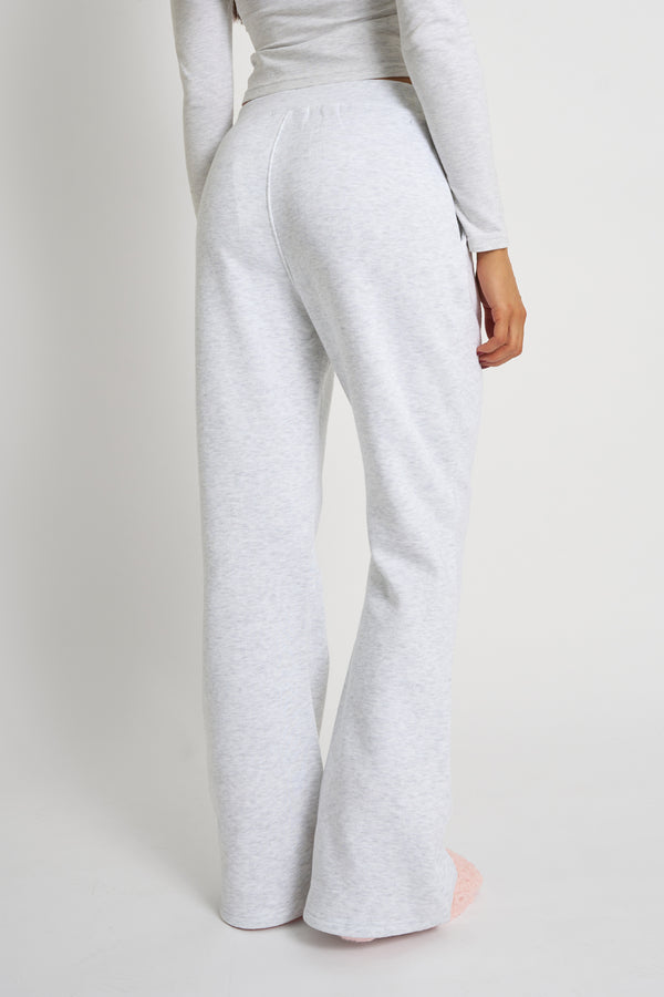 Kaiia Bow Detail Cross Over Waistband Joggers Light Grey Marl