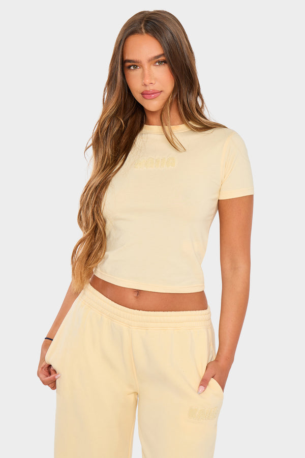 Kaiia Bubble Borg Baby Tee Soft Lemon