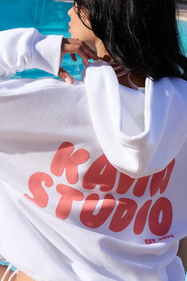 Kaiia Bubble Graphic Oversized Hoodie Vanilla & Coral