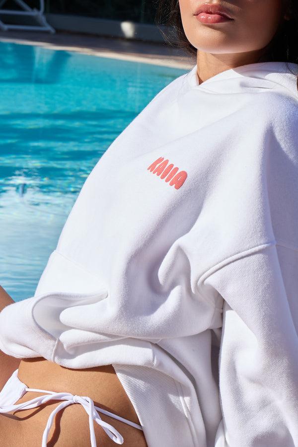 Kaiia Bubble Graphic Oversized Hoodie Vanilla & Coral