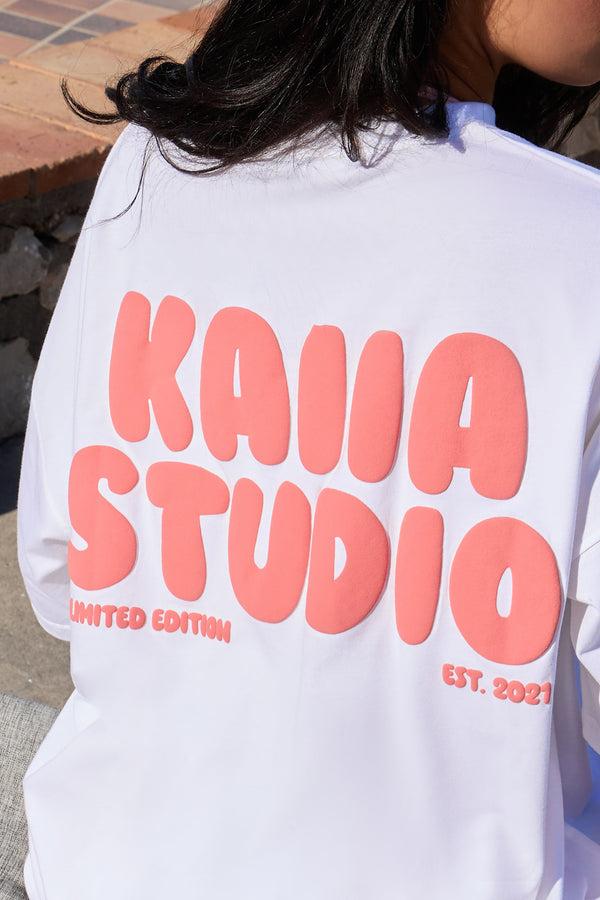 Kaiia Bubble Graphic Oversized T-Shirt Vanilla & Coral